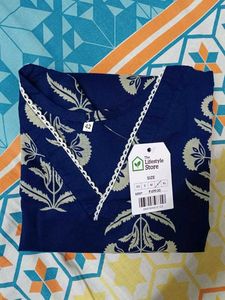 Blue Floral Print Tunic Top