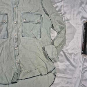 Denim Shirt High Low