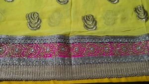 Yellow Chiffon Sari With Blouse