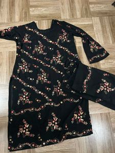 Embroidered Black Kurta Set