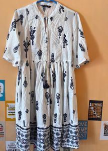Casual White Cotton  Dress