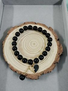 Black Beaded Heart Bracelet