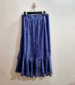Blue Lace Ruffle Skirt