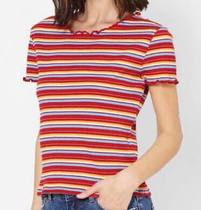 Red Yellow Blue Stripped Zigzag Neck Top Only