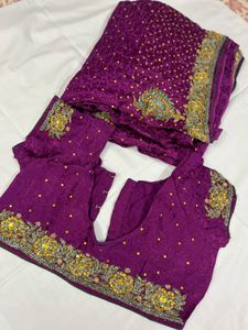 Beads &amp; Stones Work Saree