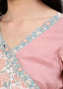 Elegant Pink Floral Printed Wrap Kurti - Fits Bust