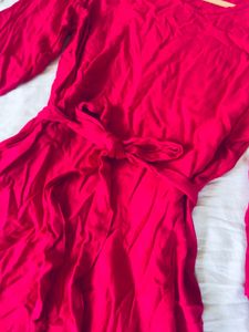 Red Ruffle Sleeve Dress
