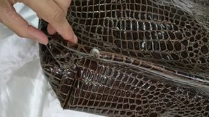 Crocodile Embossed Tote with Chain Straps