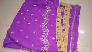 Purple Embroidered Saree