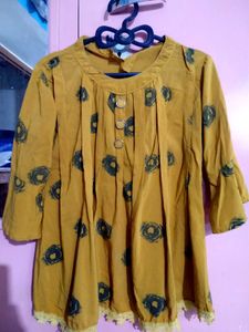Boho Mustard Tunic with Print Detail