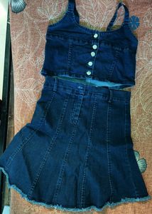 Denim Skirt Top Co-ord Set