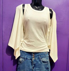 White Tank with Open Sleeve Cardigan