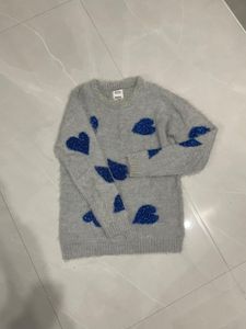 Blue Heart Fuzzy Sweater