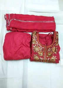 Elegant Coral Pink Embroidered Kurta Set