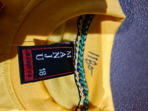 3 piece set with Yellow Graphic Tee, red pants and