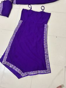 Purple Embellished A-line Kurta Set
