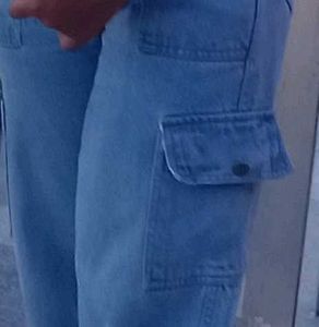 Light Wash Denim Cargo Pants