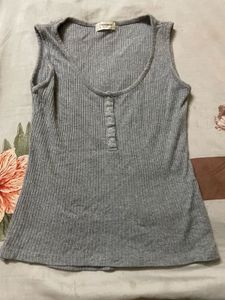 Gray Ribbed Tank Top