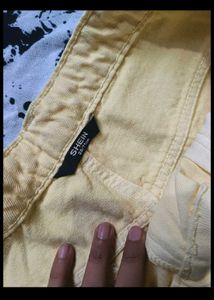 lemon Yellow Wide Leg Denim Jeans