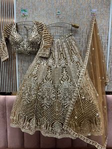 Elegant Golden lehnga choli with Dupatta