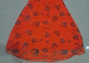 Elegant Orange Floral Print Dress