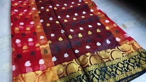 Elegant Red Saree with free necklace