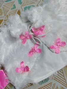 Baby Satin Dress With Fur Coat