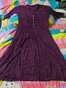 Purple Patterned Maxi Dress