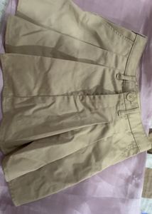 Khaki Pleated Mini Skirt XS