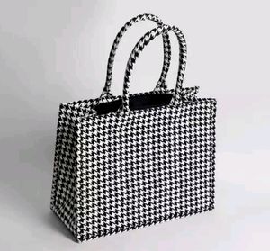 Black &amp; White Canvas Chinese Tote Bag