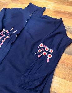 Embroidered Navy Blouse