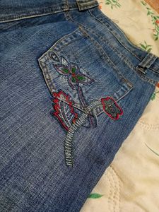 Embroidered Y2K Bootcut Low Waist Denim Jeans