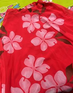 Floral Print Red Skirt