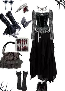 Gothic Vampire-core Asymmetrical Skirt