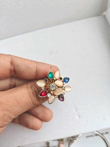 Colorful Gemstone Flower Ring