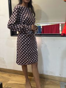 H& M Brown Floral Everyday/Office Tunic Dres