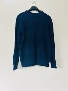 Blue Textured Knit Sweater