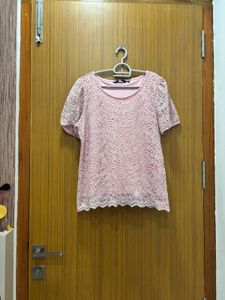 “Fig” Pink Lacy Top