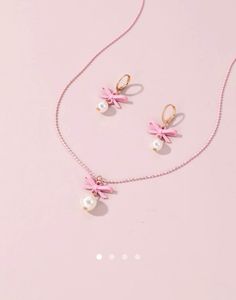 Pink Bow Jewelry Set