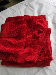Red Eyelet Palaso Pants