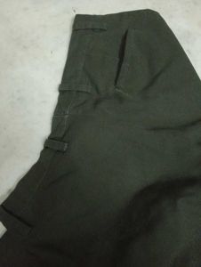 Olive Green Cropped Trousers