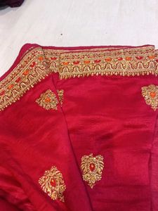 Red &amp; Gold Embroidered Saree