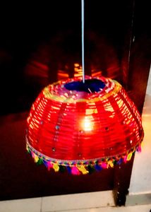 Wooden Basket Hanging Lamp