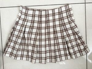 Brown Plaid Mini Skirt