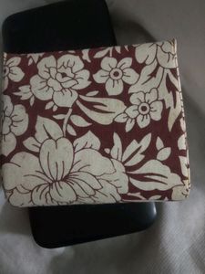 Cream Flower On Rust Base Lipstick/ Earrings Holder