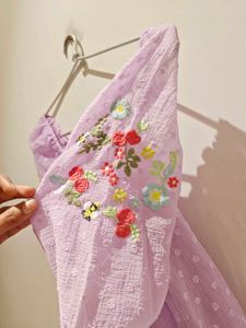 Embroidered Lavender Top