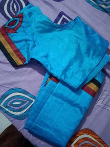Blue Silk Saree and Blouse Set