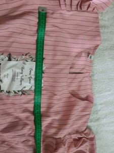 Pink Striped Blouse Puff Sleeves