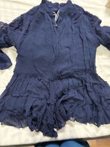 Ritu Kumar Navy Blue Ruffled top