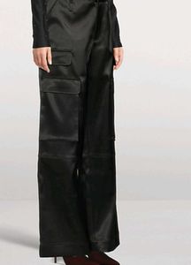 Zara Black Satin Cargo Pants
